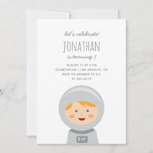 Invitation Petit garçon astronaute. Fête d'anniversaire pour 