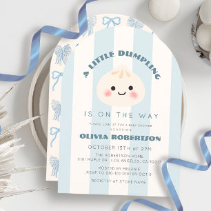 Invitation Petit Garçon Baby Shower Dumpling Bleu Rayures
