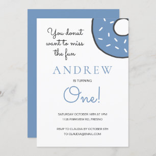 Invitation Petit Garçon Bleu À Donut Turner Un Premier Annive