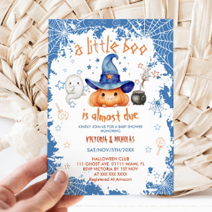 Invitation Petit Garçon Bleu Boo Citrouille Baby Shower