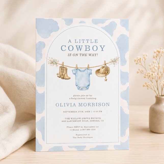 Invitation Petit Garçon Cowboy Impression Bébé Shower  (Créateur téléchargé)
