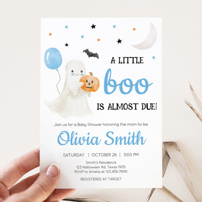 Invitation Petit garçon Halloween Le petit garçon est presque (A Little Boo Baby Shower Invitation)