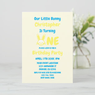 Invitation Petit garçon lapin 1er anniversaire