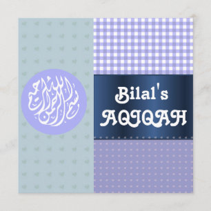 Invitation Petit garçon musulman bleu aqiqah islamique