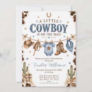 Invitation Petit garçon vacher bébé shower tenue western
