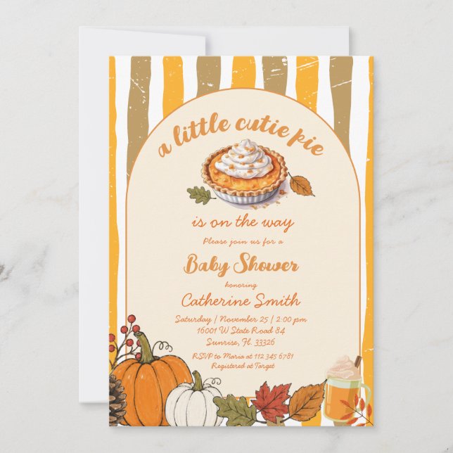 Invitation Petit gâteau à la citrouille pour bébé automne  (Devant)