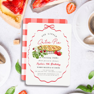 Invitation Petit gâteau aux fraises à l'arc rouge pour annive