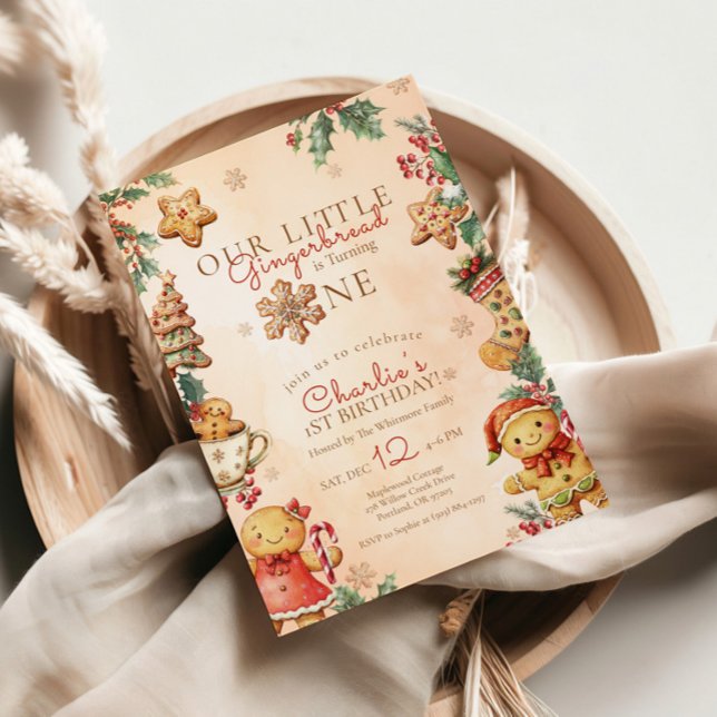 Invitation Petit Gâteau de Noël pour 1er Anniversaire (Créateur téléchargé)