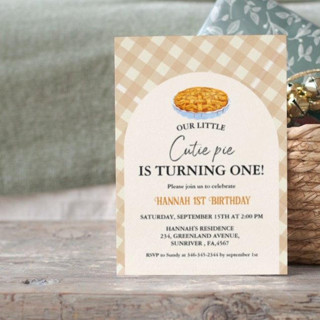 Invitation Petit gâteau de Thanksgiving Blanc 1er Anniversair (Créateur téléchargé)