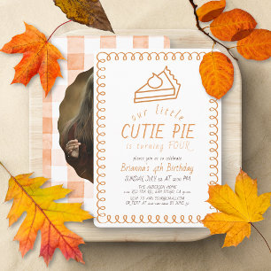 Invitation Petit gâteau mignon doodle photo orange anniversai