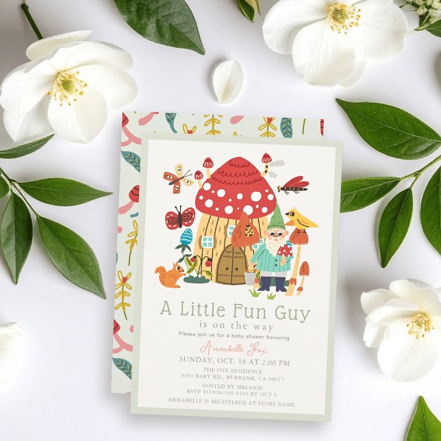 Invitation Petit Gnome Champignon Garçon Baby Shower (Créateur téléchargé)