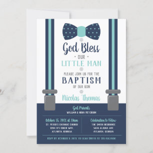 Invitation Petit Homme Baptême Invitation, Marine, Turquoise