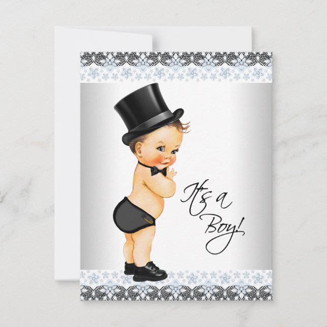 Invitation Petit Homme C'est un Garçon Fête pour Bébé Garçon (Devant)
