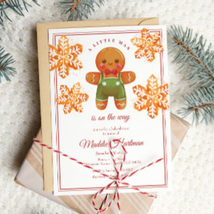 Invitation Petit Homme Gingerbread Homme Baby shower de Noël