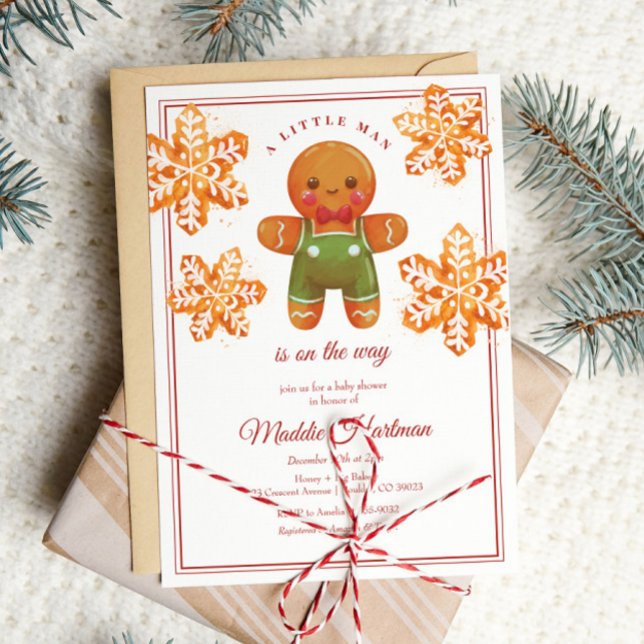 Invitation Petit Homme Gingerbread Homme Baby shower de Noël (Créateur téléchargé)