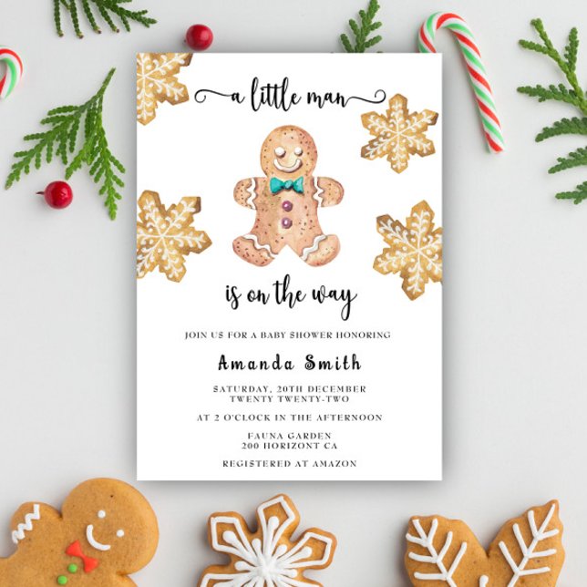 Invitation Petit Homme Gingerbread Homme Baby shower de Noël (Créateur téléchargé)