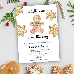 Invitation Petit Homme Gingerbread Homme Baby shower de Noël