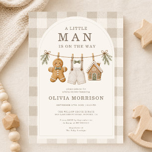 Invitation Petit Homme Gingerbread Noël Baby Shower