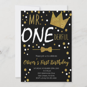 Invitation Petit Homme, Monsieur Onederful Birthday, Pois