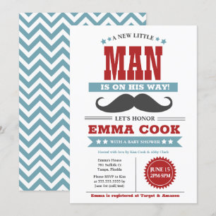 Invitation Petit Homme Mustache Bash Boy Baby shower