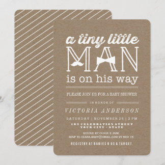 Invitation Petit Homme Mustache Bow Cravate Rustic Bow Baby s