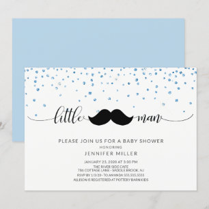 Invitation Petit Homme Mustache Boys Baby shower