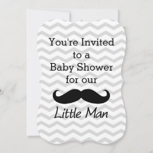 Invitation Petit Homme Mustache Chevron Cute Boys Baby shower