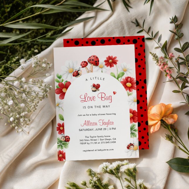 Invitation Petit Invité D'Amour Arch Floral Bébé Ladybug (Créateur téléchargé)