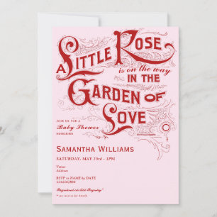 Invitation Petit Jardin Rose D'Amour Baby shower Rose