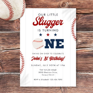 Invitation Petit joueur de baseball 1er anniversaire