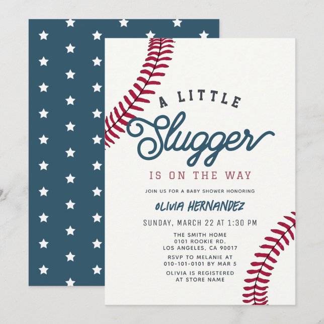 Invitation Petit Lanceur de Baseball Garçon Baby Shower (Devant / Derrière)