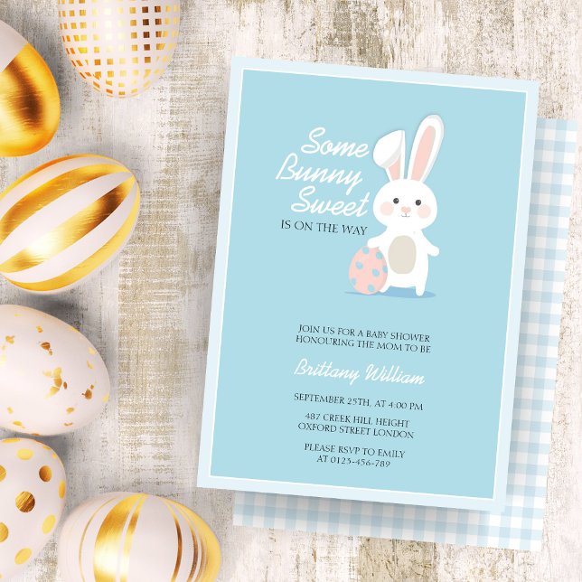 Invitation Petit lapin À damiers Baby shower de Pâques (Créateur téléchargé)