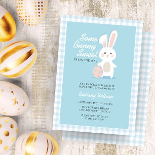 Invitation Petit lapin À damiers Baby shower de Pâques