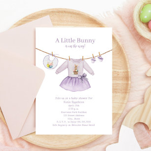 Invitation Petit lapin Baby shower de Pâques Purple fille