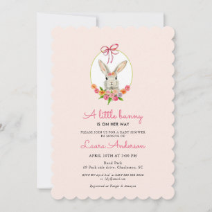 Invitation Petit lapin Baby shower fille rose