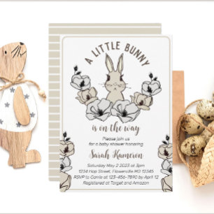 Invitation Petit lapin Baby shower neutre de genre