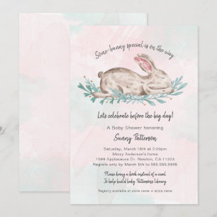 Invitation Petit lapin baby shower spécial livre pour fille