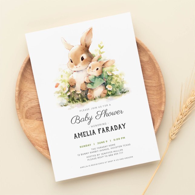 Invitation Petit lapin de lapin doux baby shower (Créateur téléchargé)