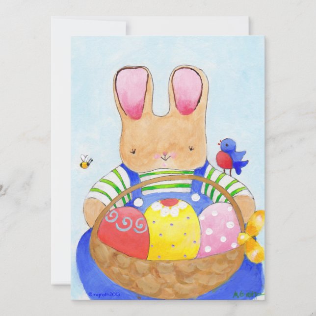 Invitation Petit lapin de panier de Pâques (Devant)