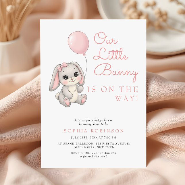 Invitation Petit Lapin Doux Blush Baby shower fille rose (Créateur téléchargé)