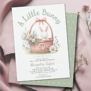 Invitation Petit Lapin Fleurs sauvages Pique-Nique Baby Girl 