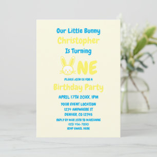 Invitation Petit Lapin Garçon 1er Anniversaire