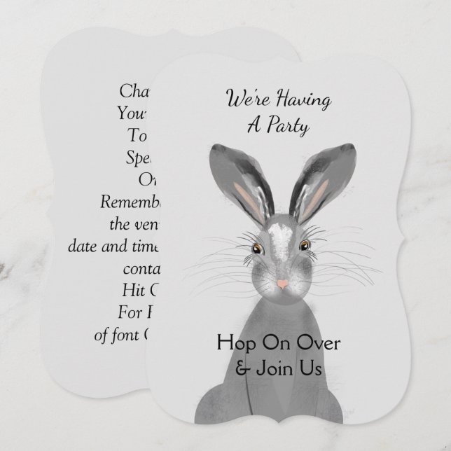 Invitation Petit lapin lapin animal en bois Peronorisé (Devant / Derrière)