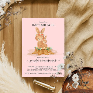 Invitation Petit lapin lapin rose lapin maman lapin bébé