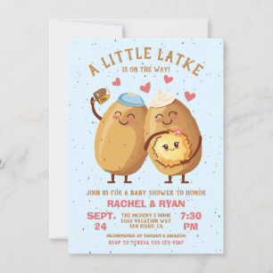 Invitation Petit Latke Hanoukka Baby Girl Douche