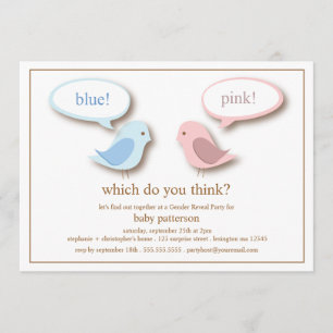 Invitation Petit le genre bleu ou rose d'oiseaux indiquent la