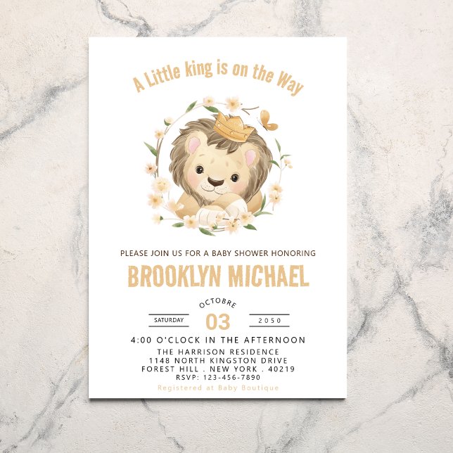 Invitation Petit Lion King Baby shower Neutre hommes (Créateur téléchargé)