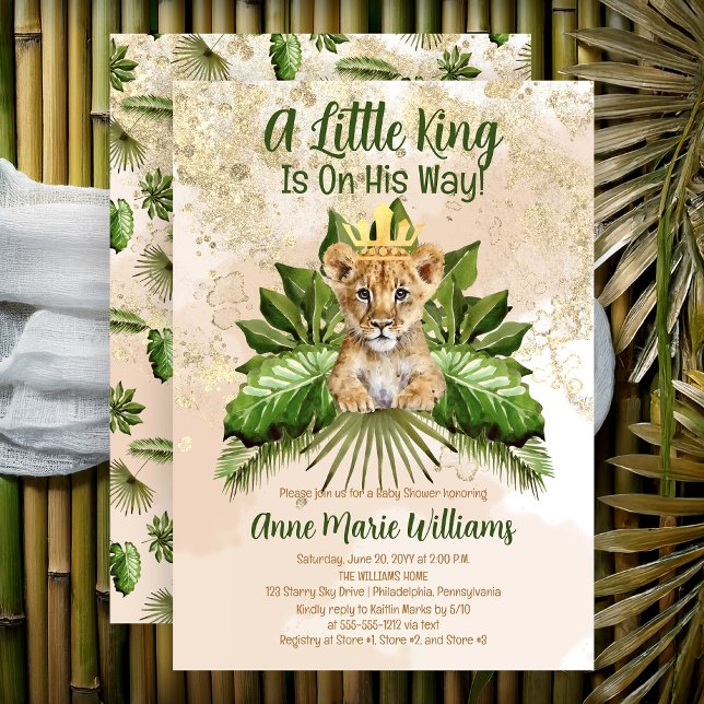 Invitation Petit Lionceau Un Petit Roi Arrive Baby Shower (Lion Cub A Little King Is On His Way Safari Jungle Baby Shower Invitation - Print | Digital Download)