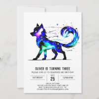 Petit loup coloré Digital Boy Anniversaire