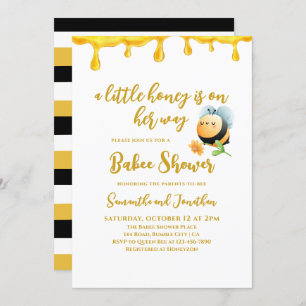 Invitation Petit Miel Abeille Thème Simple Fille Baby shower
